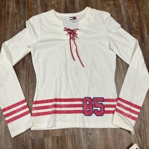 Vintage preppy Tommy Hilfiger white long sleeve top